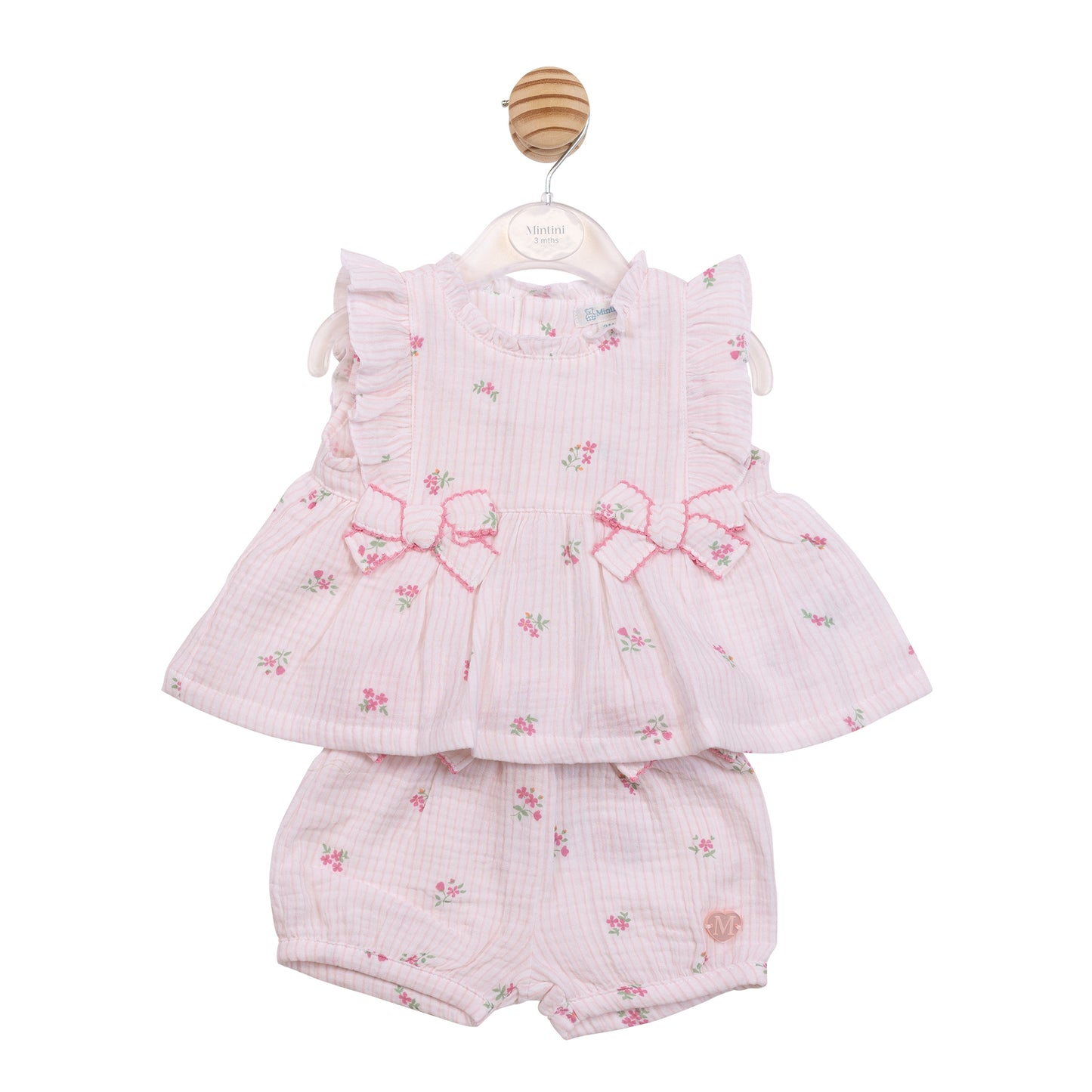 PRE ORDER Mintini Baby Girls Pink Spring Print Bloomer Set 7148