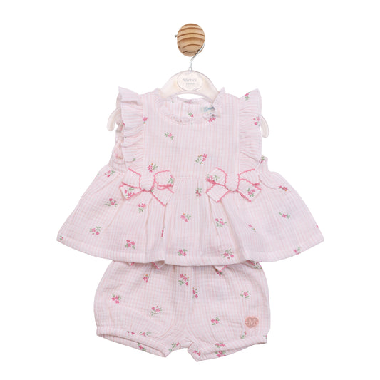 PRE ORDER Mintini Baby Girls Pink Spring Print Bloomer Set 7148