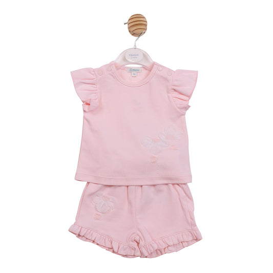 PRE ORDER Mintini Baby Girls Pink Tulle Flower Short Set 7208