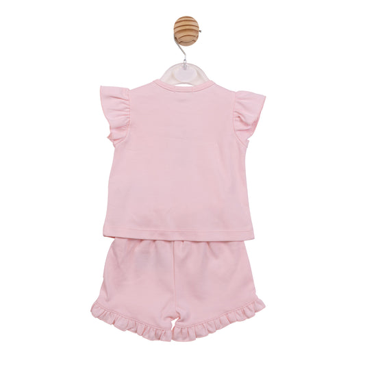 PRE ORDER Mintini Baby Girls Pink Tulle Flower Short Set 7208