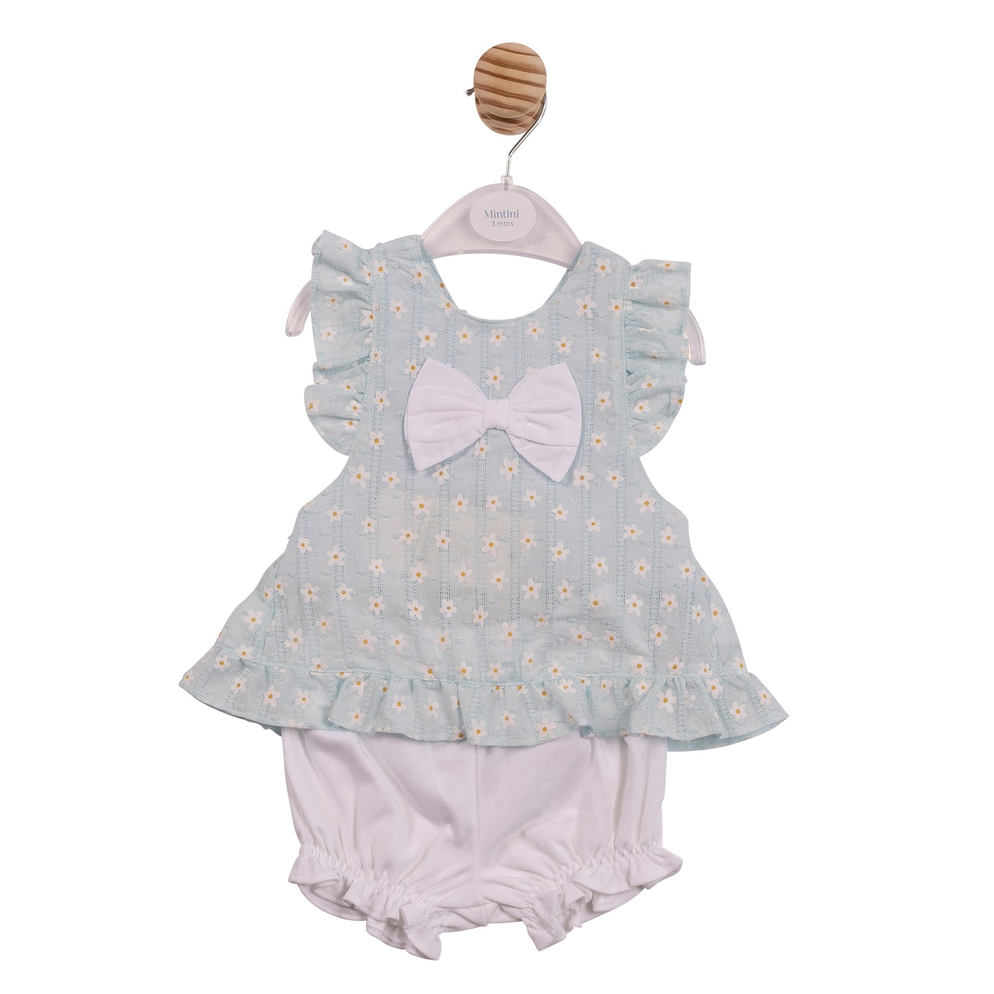 Mintini Baby Girl Mint Daisy Printed Bloomer Short Set 7250
