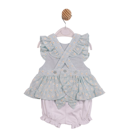 Mintini Baby Girl Mint Daisy Printed Bloomer Short Set 7250
