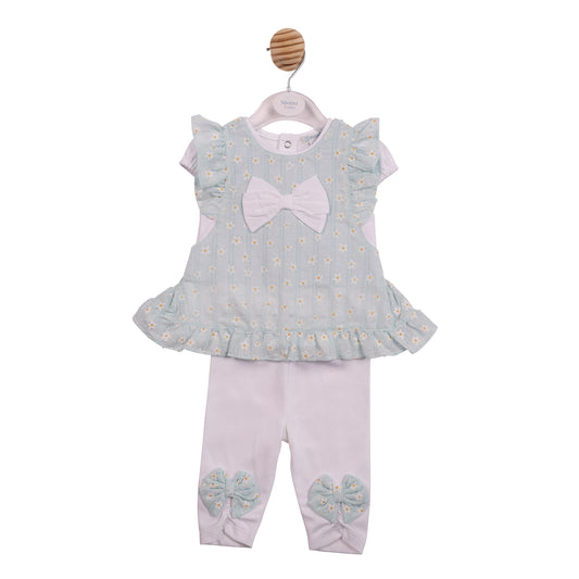 Mintini Baby Girls Mint Daisy Print Legging Set 7254