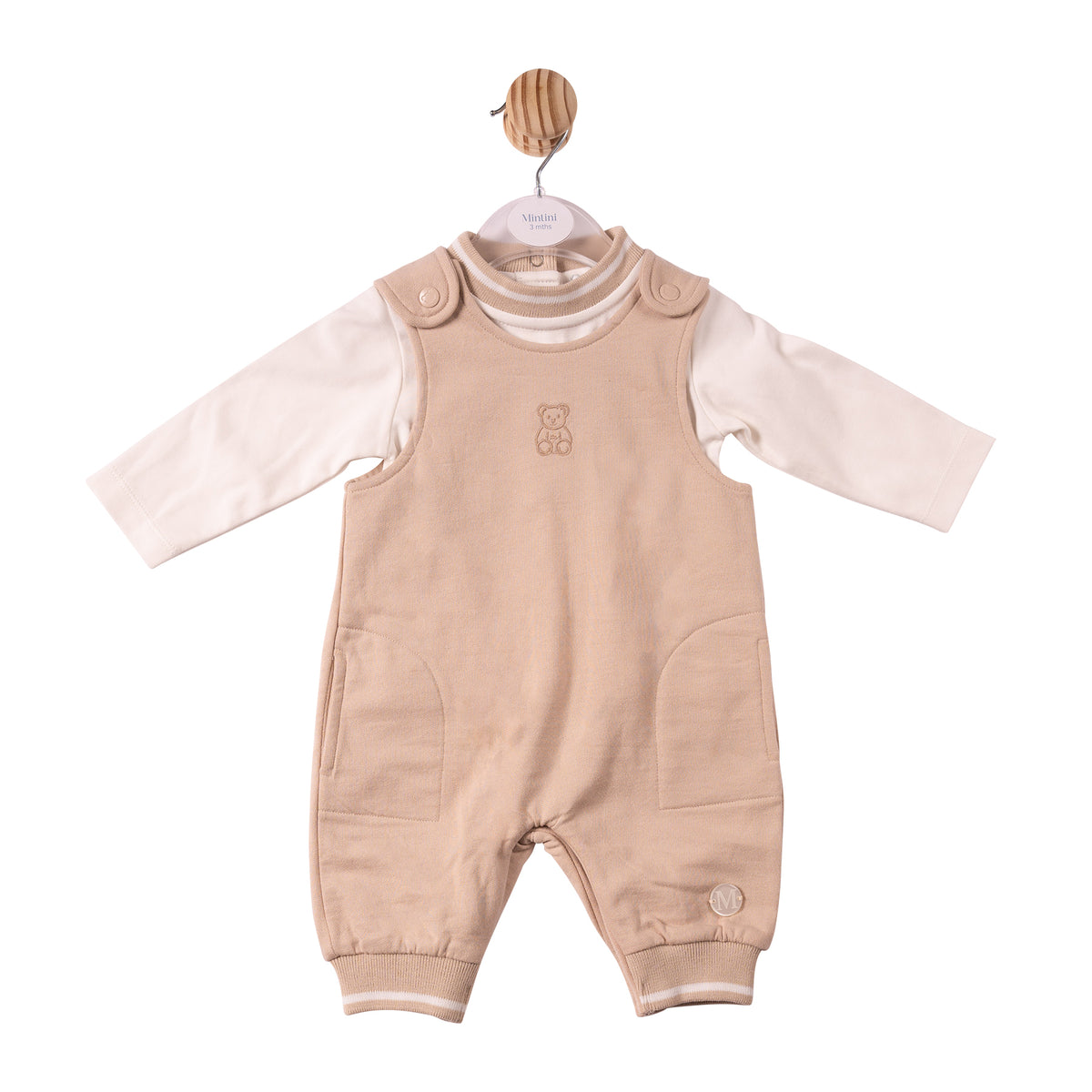 Mintini Baby Boy Beige Dungaree Set 7308
