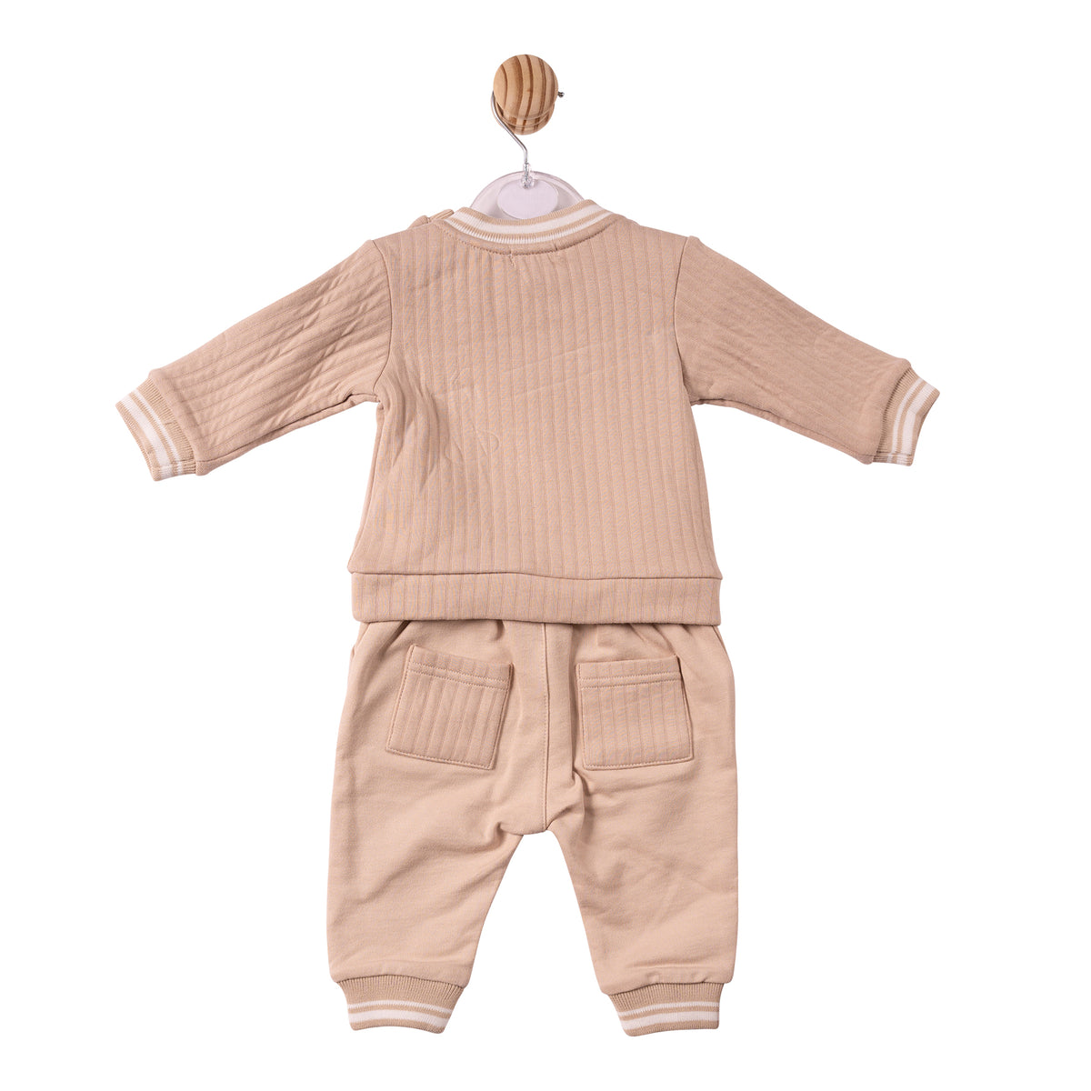 Mintini Baby Boy Beige Ribbed Tracksuit 7337