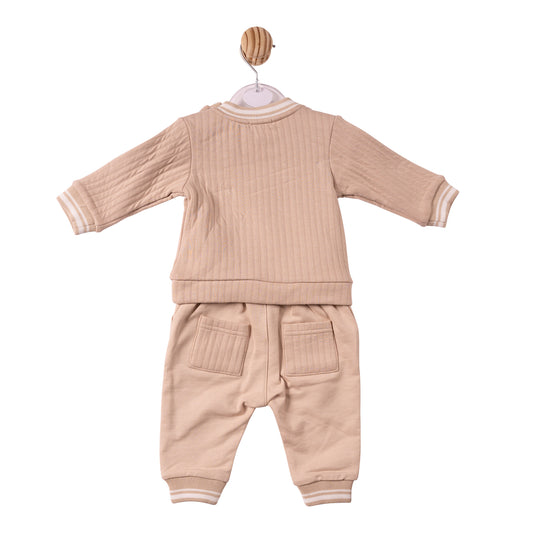 Mintini Baby Boy Beige Ribbed Tracksuit 7337