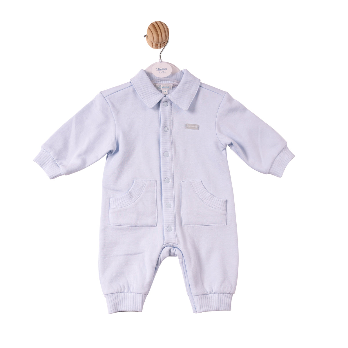 Mintini Baby Boy Blue Ribbed Romper 7356