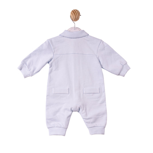 Mintini Baby Boy Blue Ribbed Romper 7356
