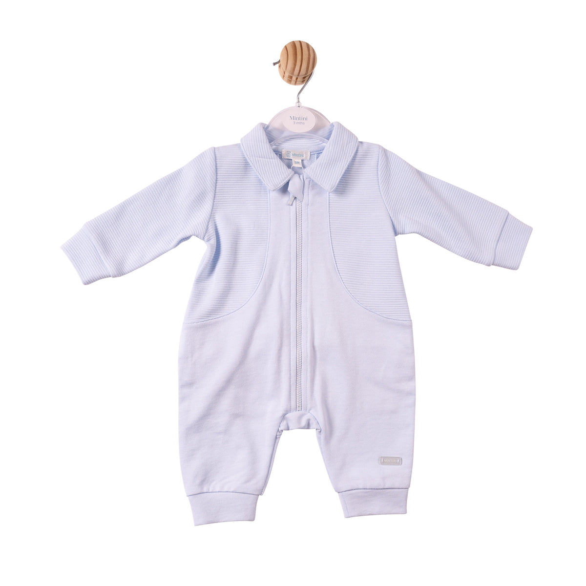 Mintini Baby Boy Blue Zipper Romper 7367