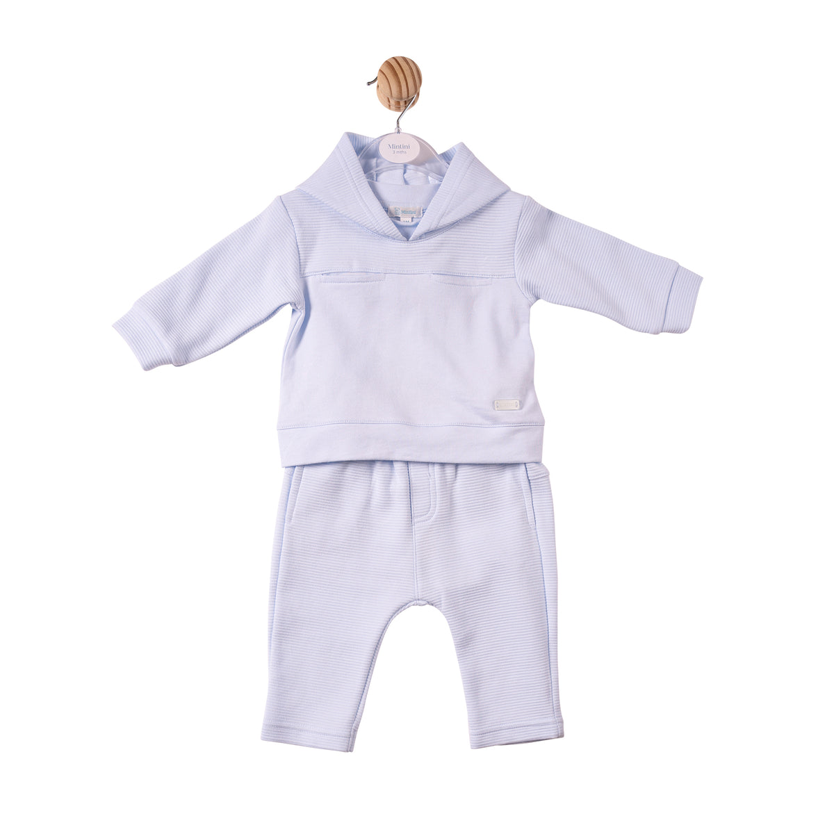 Mintini Baby Boy Blue Ribbed Hooded Tracksuit 7371