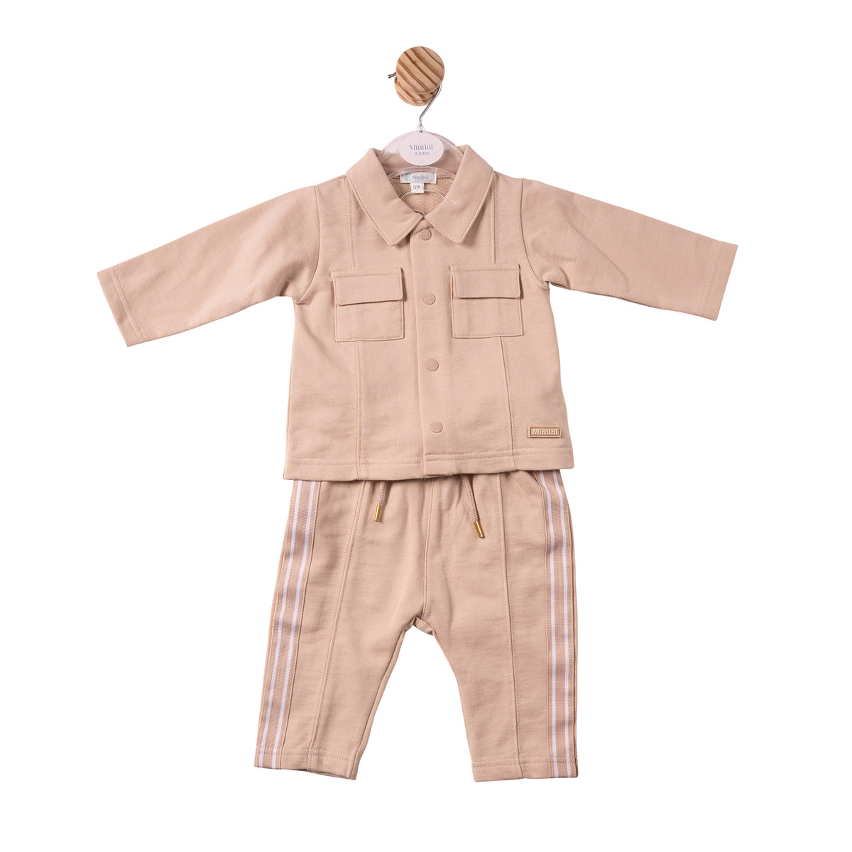 PRE ORDER Mintini Baby Beige Shirt & Trouser Set 7412