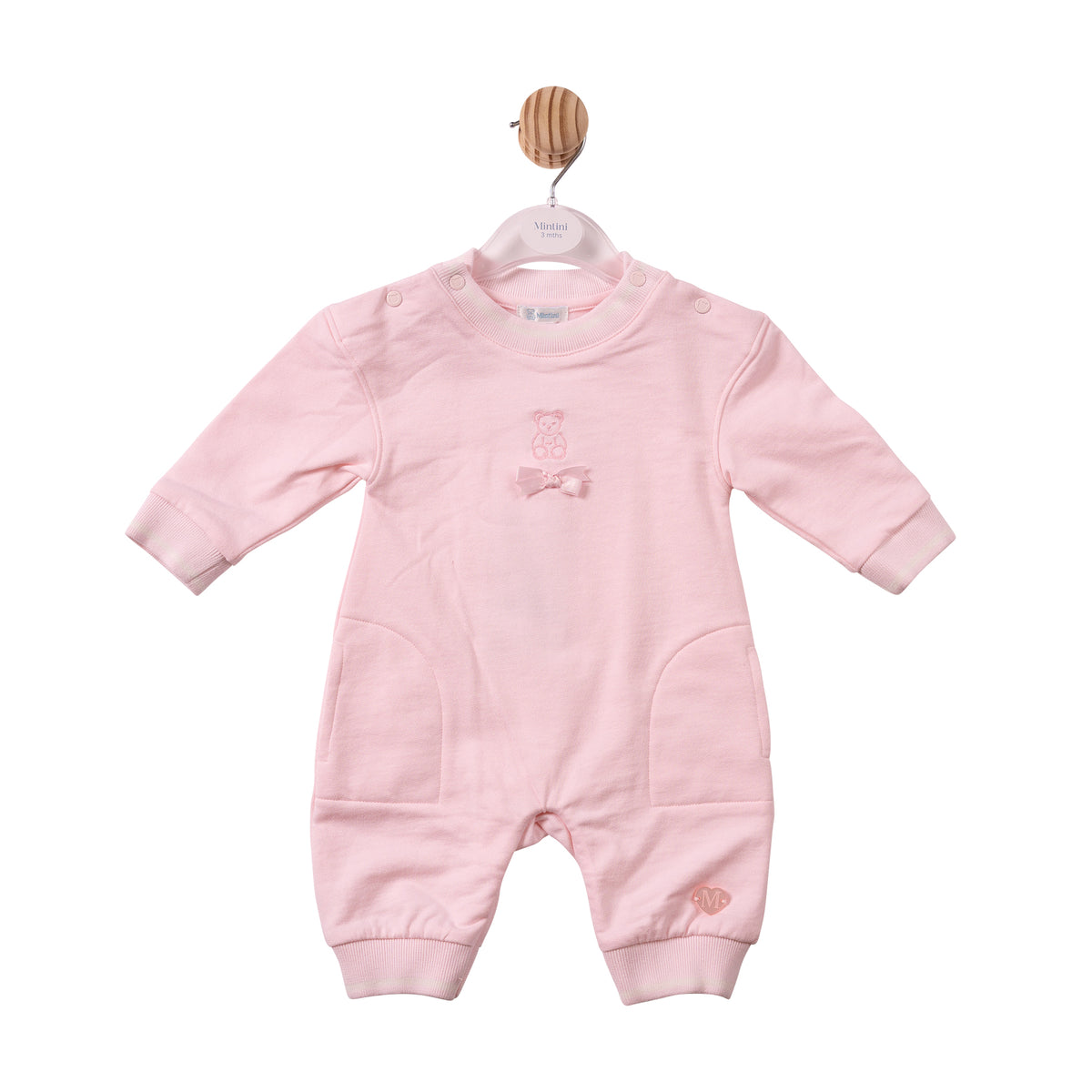 Mintini Baby Girl Pink Bear Romper 7428