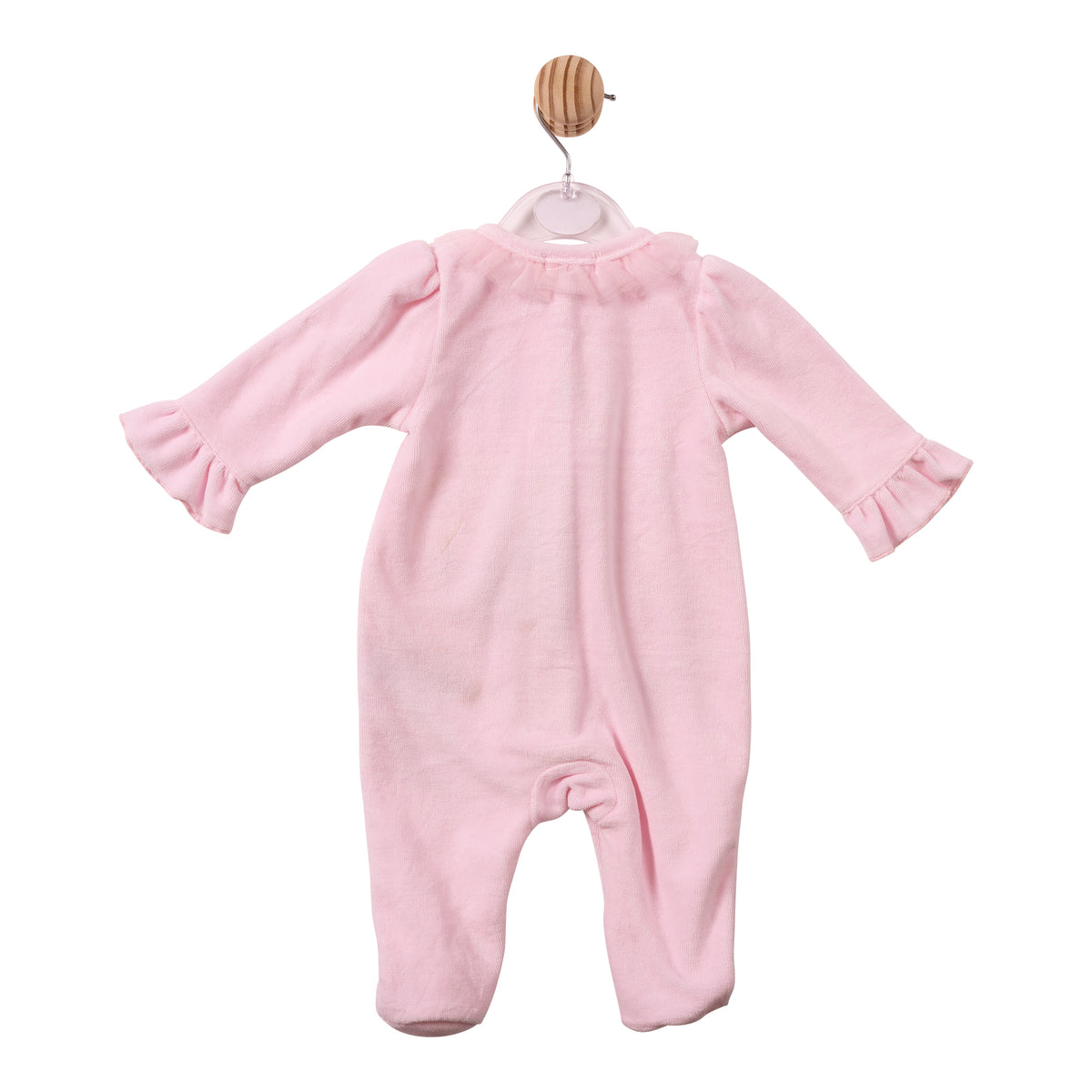 Mintini Baby Girl Pink Velour Diamante Babygrow 7493