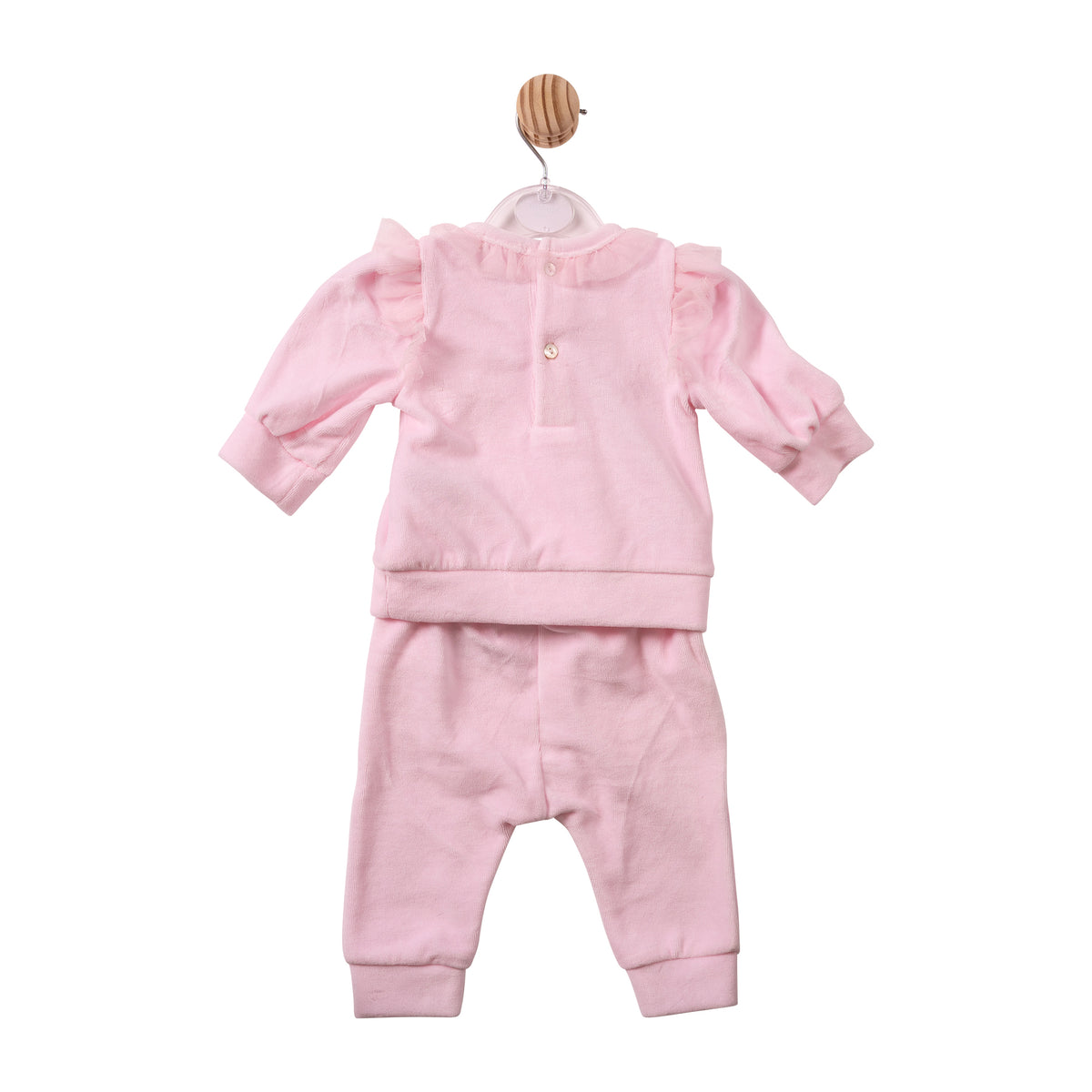 Mintini Baby Girl Pink Velour Diamante Tracksuit 7497