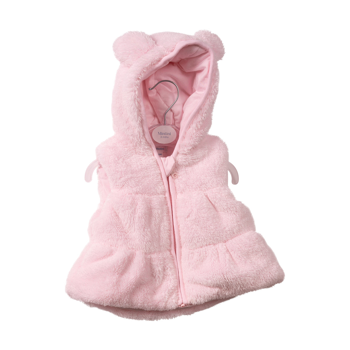 Mintini Baby Girl Pink Fur Hooded Gilet 7505