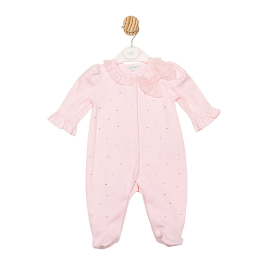 Mintini Baby Girl Pink Organza Bow Babygrow 6772