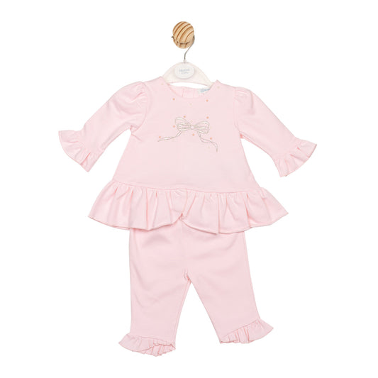 Mintini Baby Girl Pink Bow Legging Set 6802
