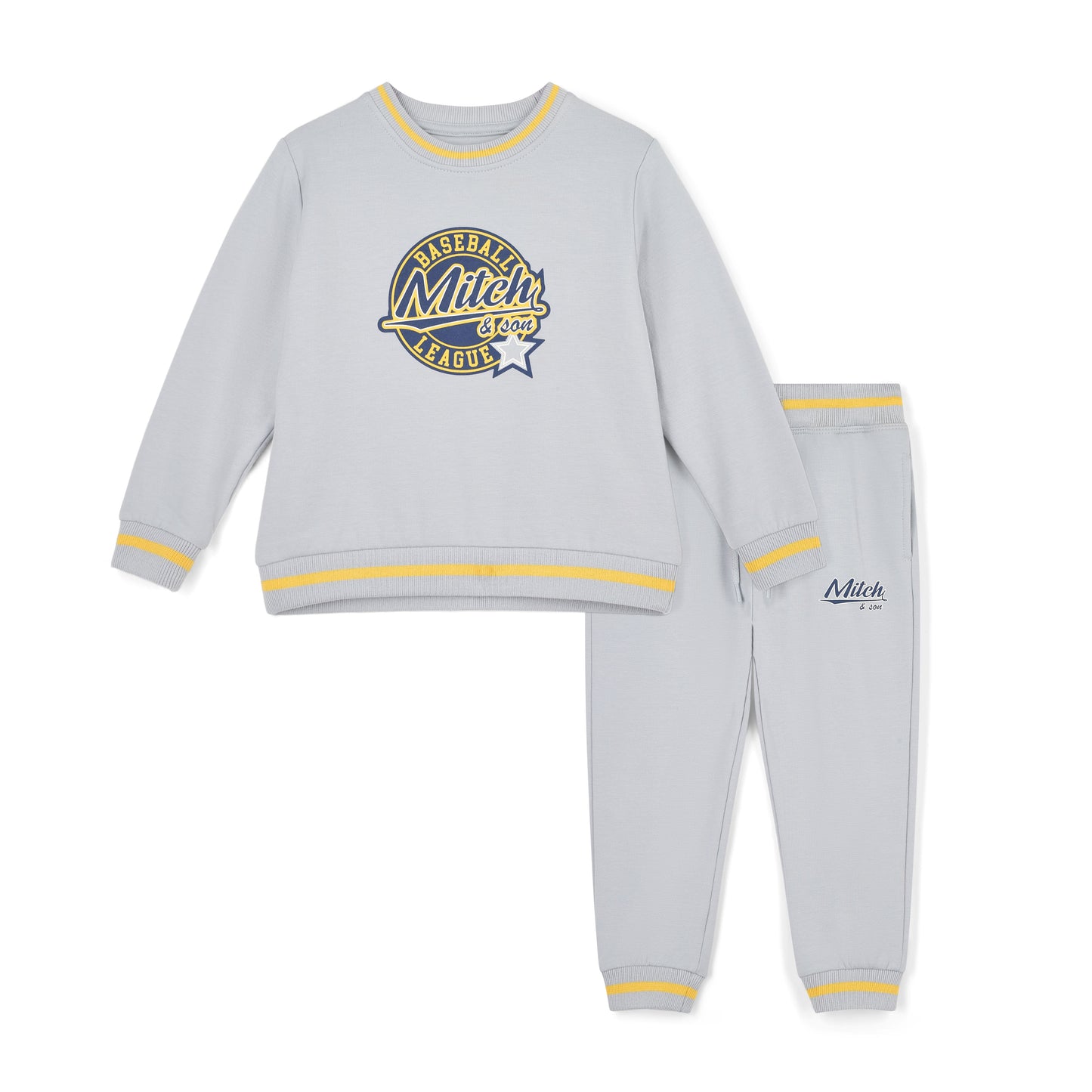 Mitch & Son Grey Baseball Crewneck Tracksuit King