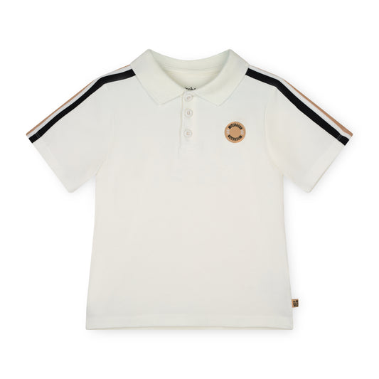 Mitch & Son Boys White Stripe Polo Top Lennox