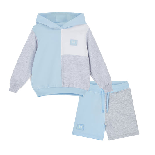 PRE ORDER Mitch & Son Blue & Grey Contrast Hooded Short Set Omar