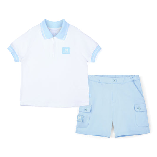 PRE ORDER Mitch & Son Blue Polo Short Set Oakland