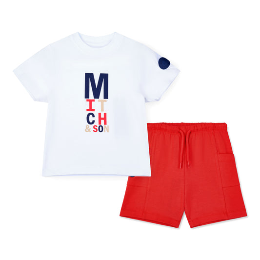 PRE ORDER Mitch & Son Red & White Cargo Short Set Parker