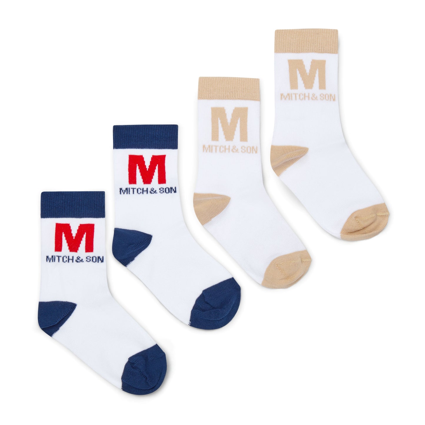 Mitch & Son Beige & Navy 2 Pack Socks Paden