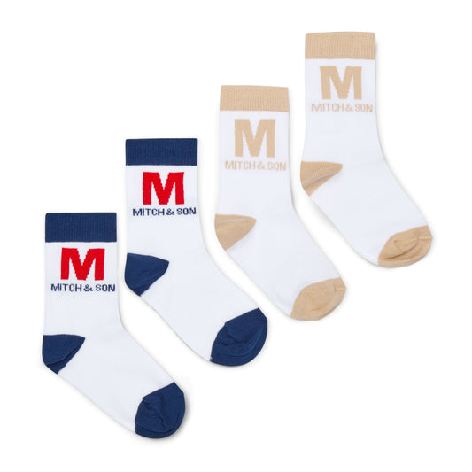 Mitch & Son Beige & Navy 2 Pack Socks Paden