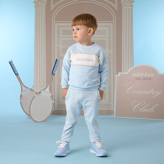PRE ORDER Mitch & Son Blue Crewneck Panel Tracksuit Sean