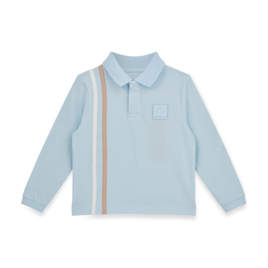 PRE ORDER Mitch & Son Blue Contrast Long Sleeve Polo Sawyer