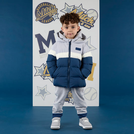 Mitch & Son Navy Panel Padded Jacket Levi