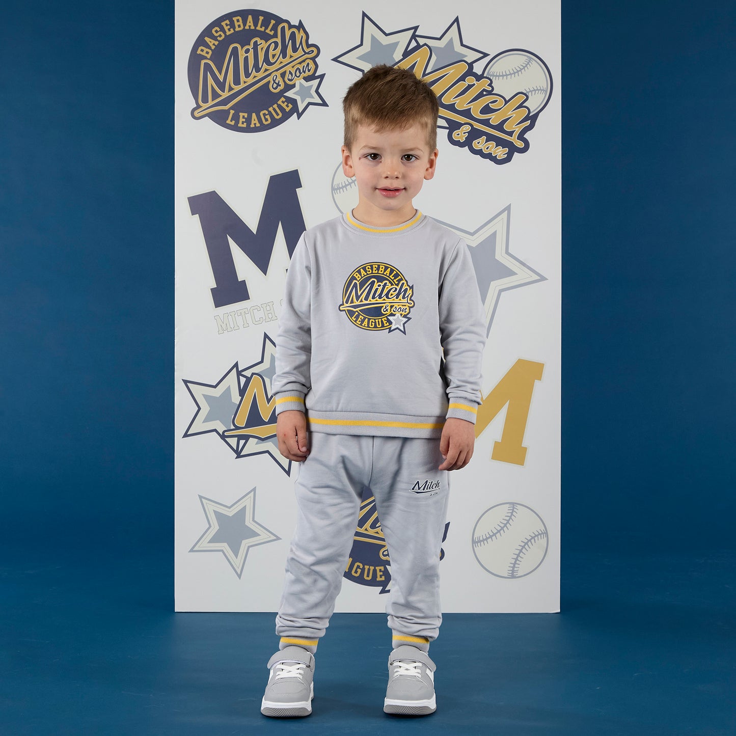 Mitch & Son Grey Baseball Crewneck Tracksuit King