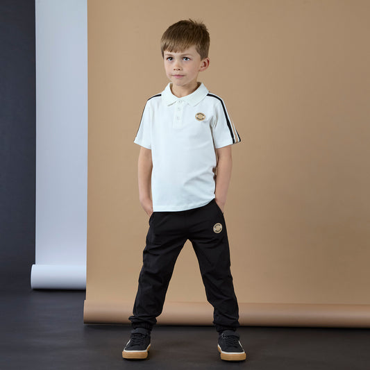 Mitch & Son Boys White Stripe Polo Top Lennox