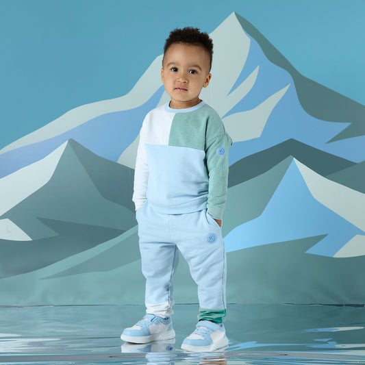 Mitch & Son Pale Blue Cut n Sew Crewneck Tracksuit John
