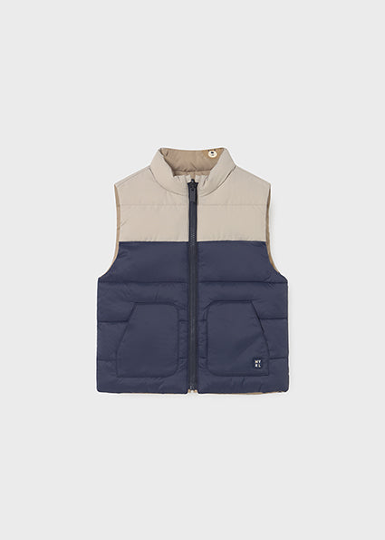 Mayoral Baby Boys Navy & Beige Reversible Gilet 2348