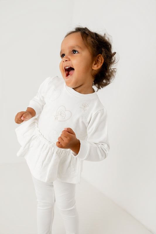 Pastels & Co Ivory Frill Print Legging Set Aurora