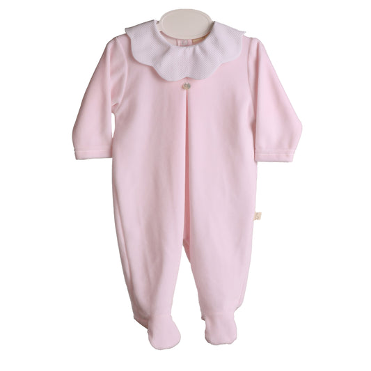 Baby Gi Girls Pink Velour Pique Collar Babygrow PQ50