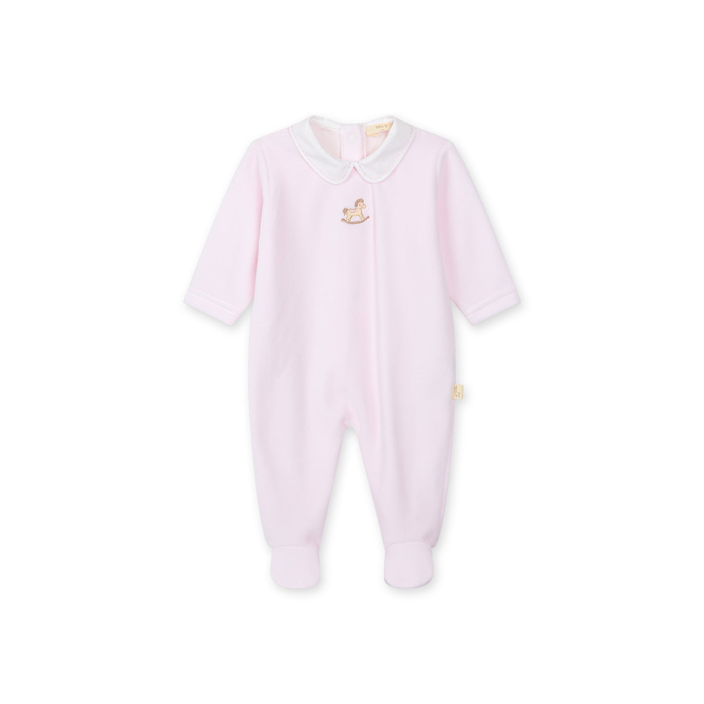PRE ORDER Baby Gi Pink Velour Rocking Horse Babygrow RH50