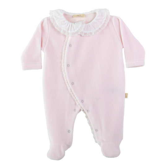 Baby Gi Girls Pink Velour Lace Babygrow RND53