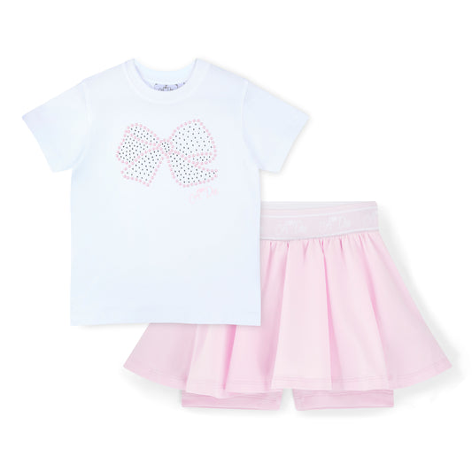 PRE ORDER ADee White Bow Skort Set Rose