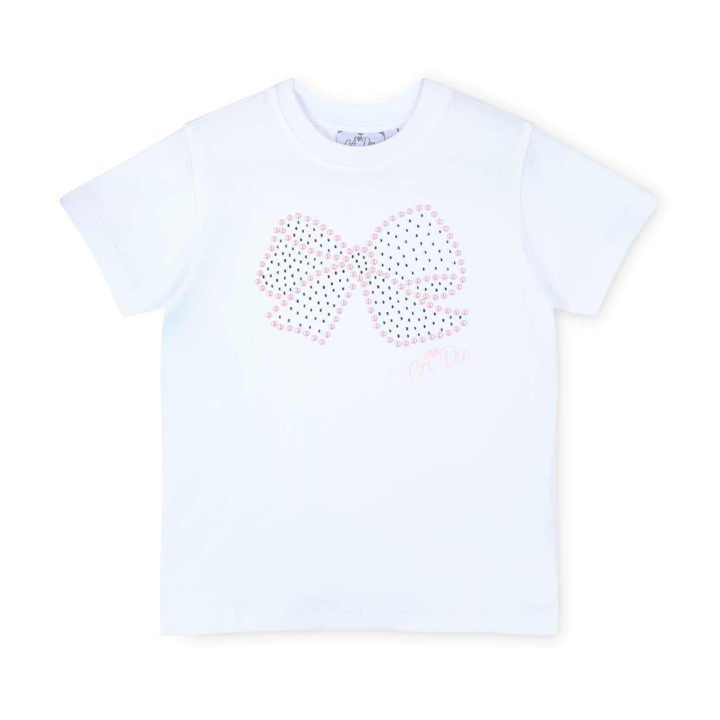 ADee White Bow Skort Set Rose