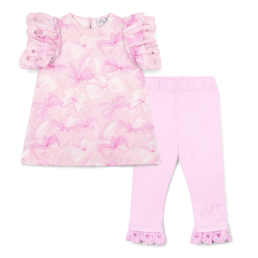 ADee Pink Bow Print Ruffle Legging Set Rachel