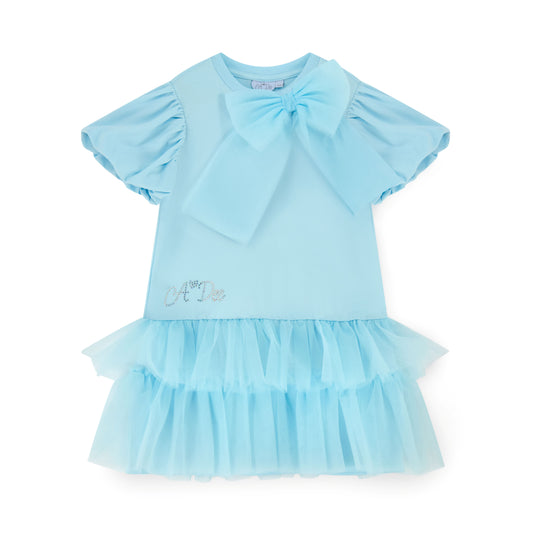 PRE ORDER ADee Blue Tulle Bow Frill Dress Sparkle