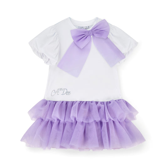 PRE ORDER ADee Lilac Tulle Bow Frill Dress Sparkle