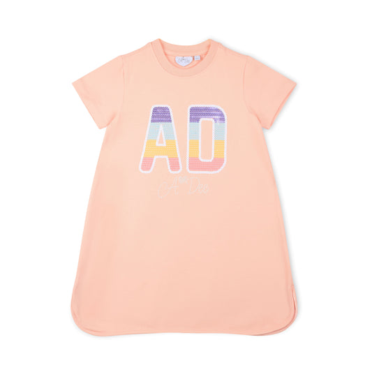 PRE ORDER ADee Peach Sequin T-Shirt Dress Saylor