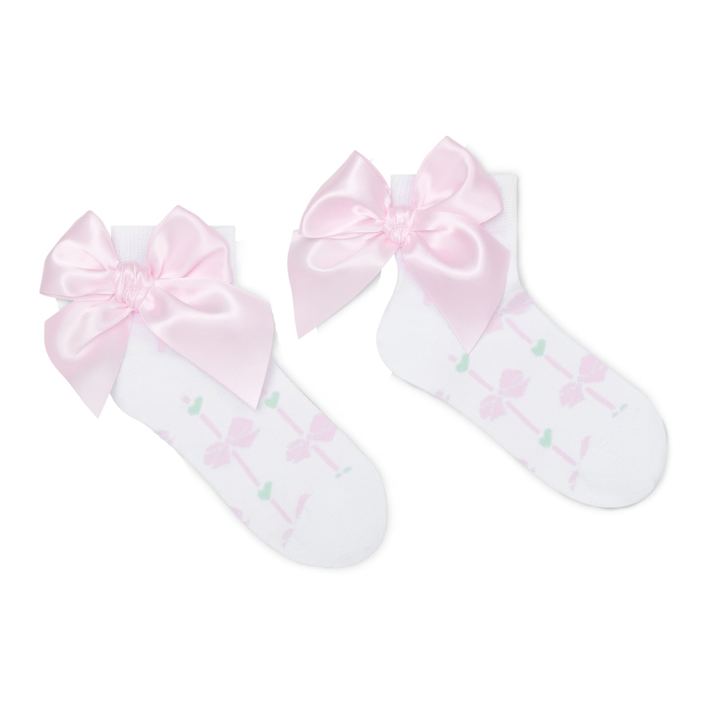PRE ORDER ADee White Bows & Stripes Print Ankle Sock Rowan