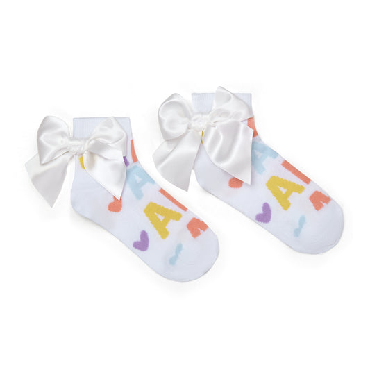 PRE ORDER ADee White Printed Ankle Socks Sasha