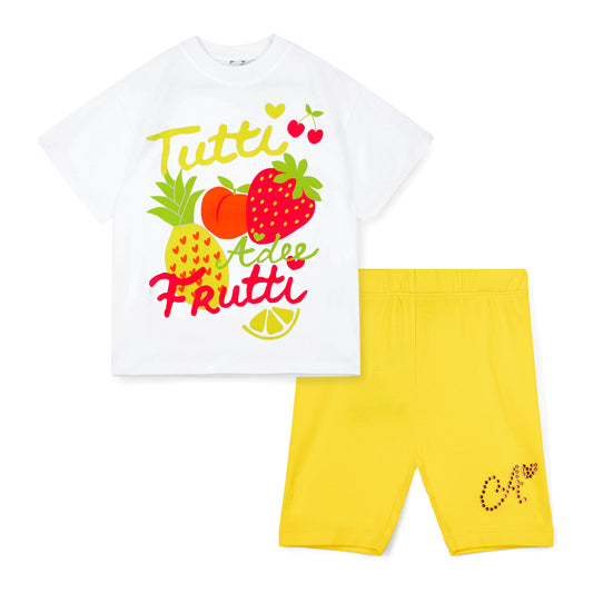 PRE ORDER ADee White Tutti Frutti Cycling Short Set Trinity