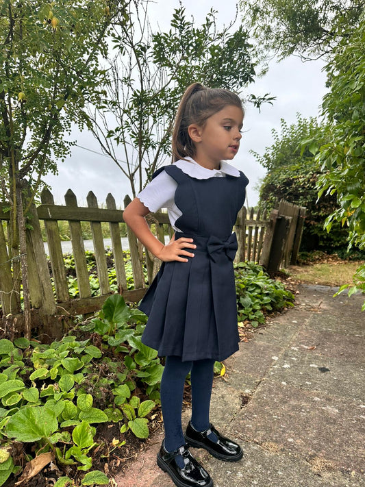 PRE ORDER Love & Learn Girls Navy Scalloped Pinafore Set