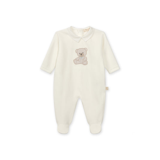 PRE ORDER Baby Gi Ivory Teddy Velour Babygrow ST50B